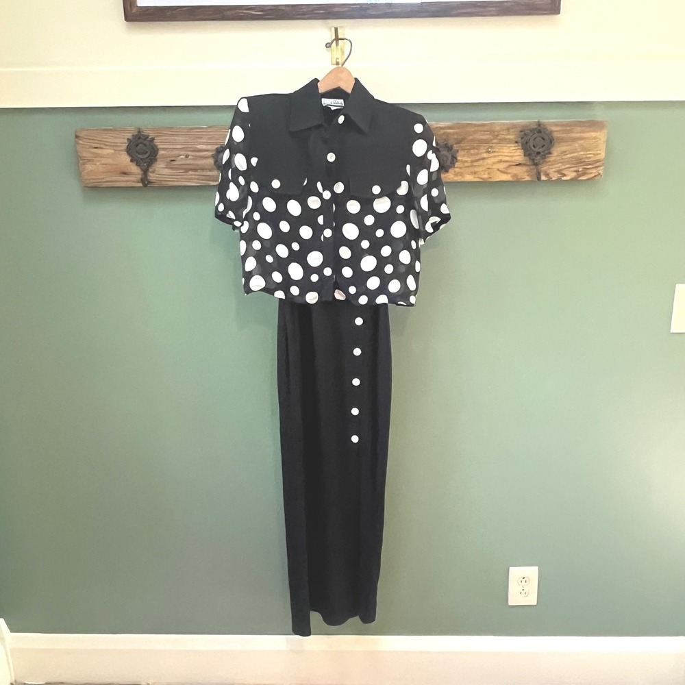 Joseph Ribkoff Black Button Down Maxi Dress Sheath Dress w/ Jacket Sz‎ 6